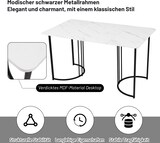 thumbnail of Esstisch 140x80x75 cm Rechteck Weiß mit Marmormuster MDF Tischplatte Metallgestell verstellbare Füße, modern für Küche Esszimmer Büro