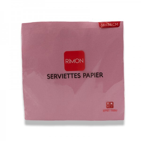 Serviette micropointe 2 plis 38x38cm Rose par 1440