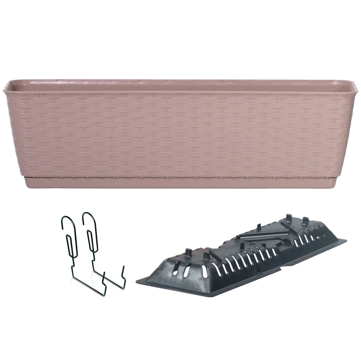 Prosperplast - Hängender Blumentopf - inklusive Haltehaken RATOLLA P - 59x15,4x14,2cm in der Farbe Mokka