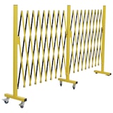 thumbnail of Alu Absperrgitter HWC-B34, Scherengitter Schutzgitter mit Rollen, ausziehbar 110x60-500cm ~ gelb-schwarz