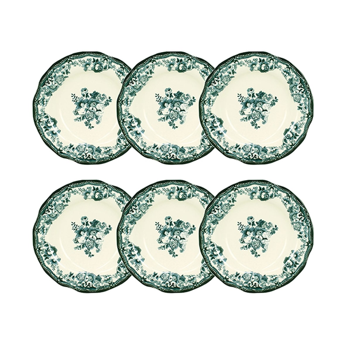 Novastyl - Lot 6 assiettes creuses faustine 22cm en grès vert