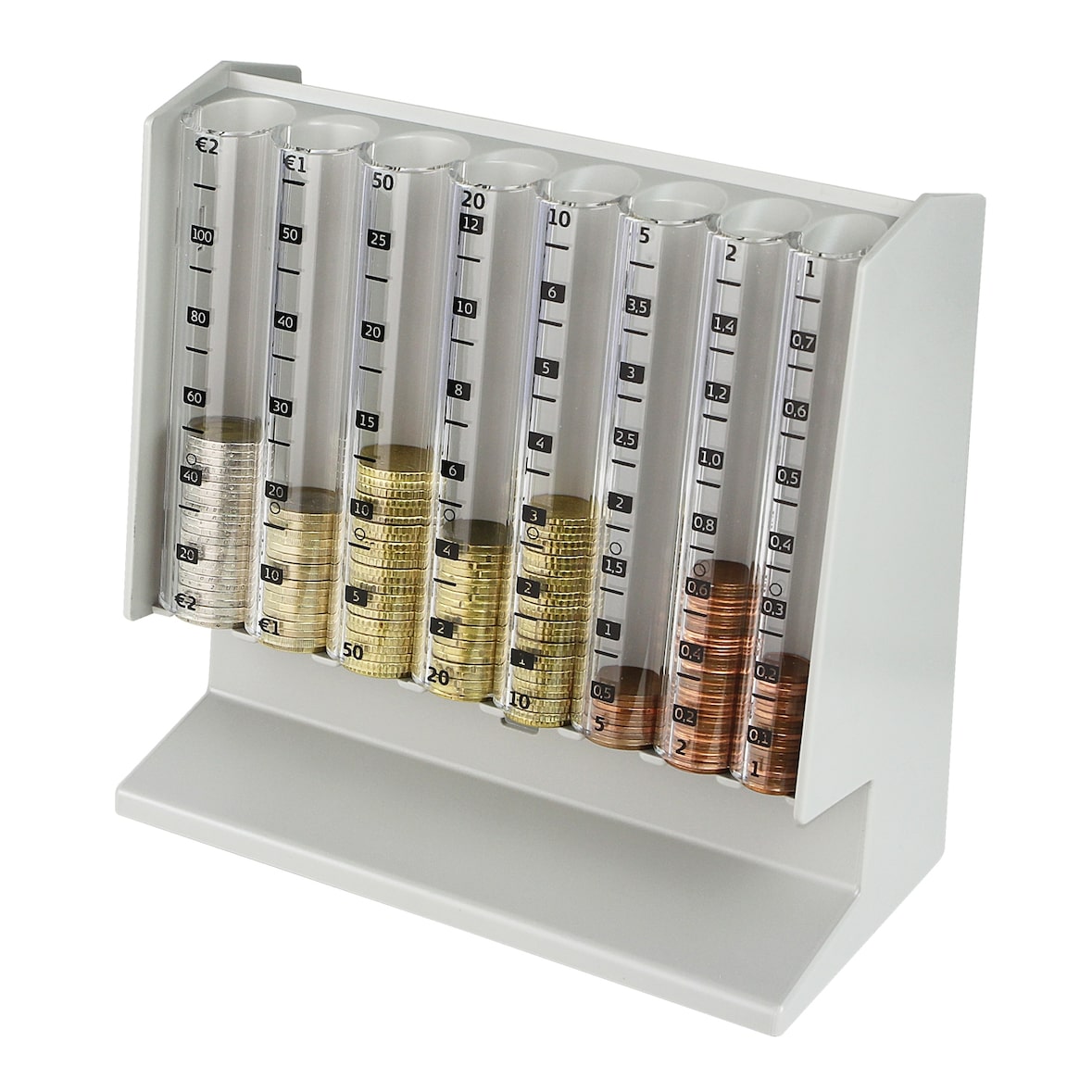 HMF 4700-07 Münzsortierer Spardose, Euro, 21 x 19,5 x 10 cm, Lichtgrau