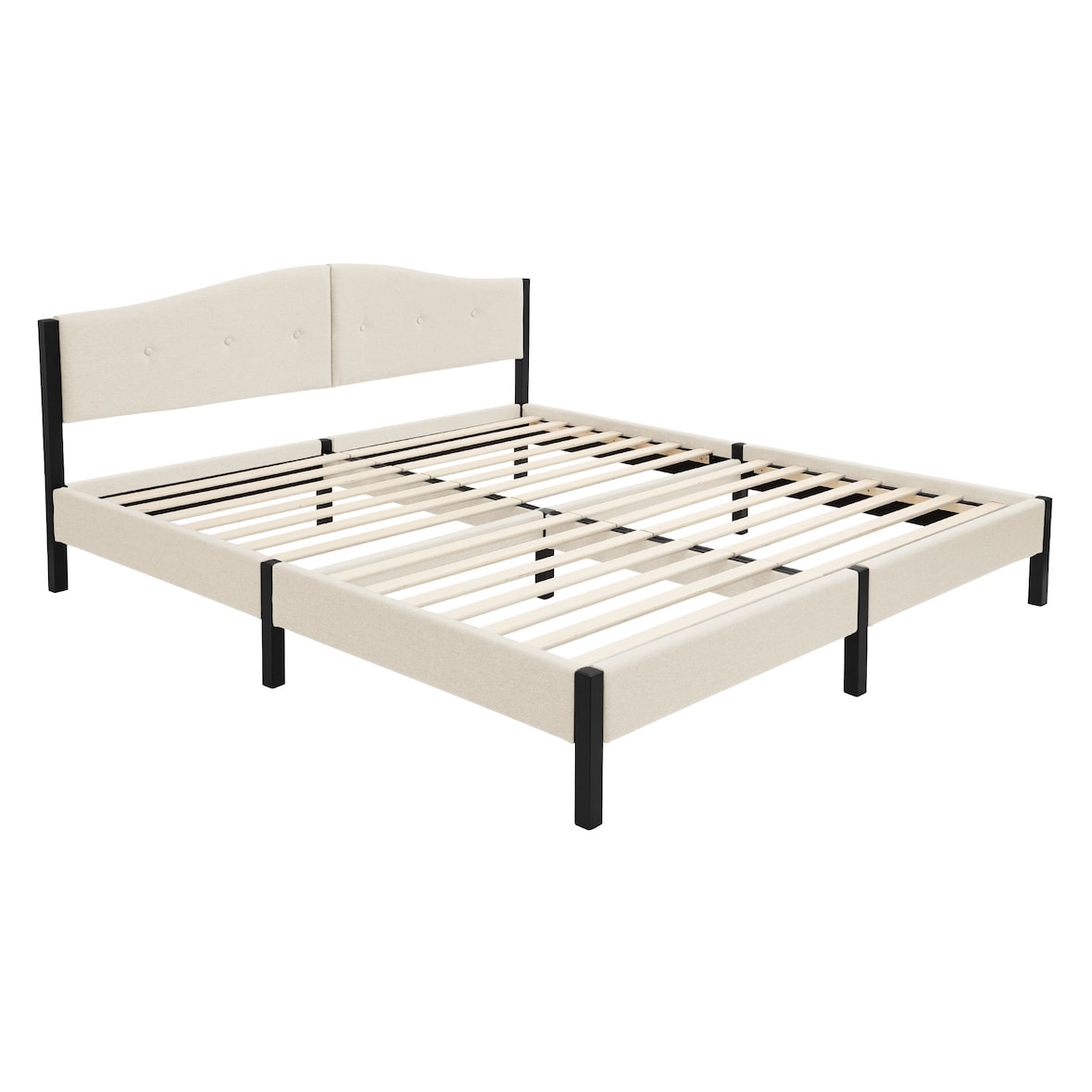 ML-Design Polsterbett 180x200 cm Beige, Doppelbett mit stabilem Bettgestell, Bettrahmen mit gepolstertes Kopfteil & Lattenrost, Modernes Jugendbett