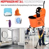 thumbnail of Reinigungswagen 54x41x92 cm Orange mit 36 L Fahreimer und Abwärts Press Auswringer, Wassertrennung, leise Lenkrollen, Metallgriff