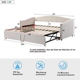 thumbnail of Polsterbett ausziehbar Schlafsofa 90x200 auf 180x200 Lattenrost Samtstoff MDF Gästebett platzsparend modern Beige