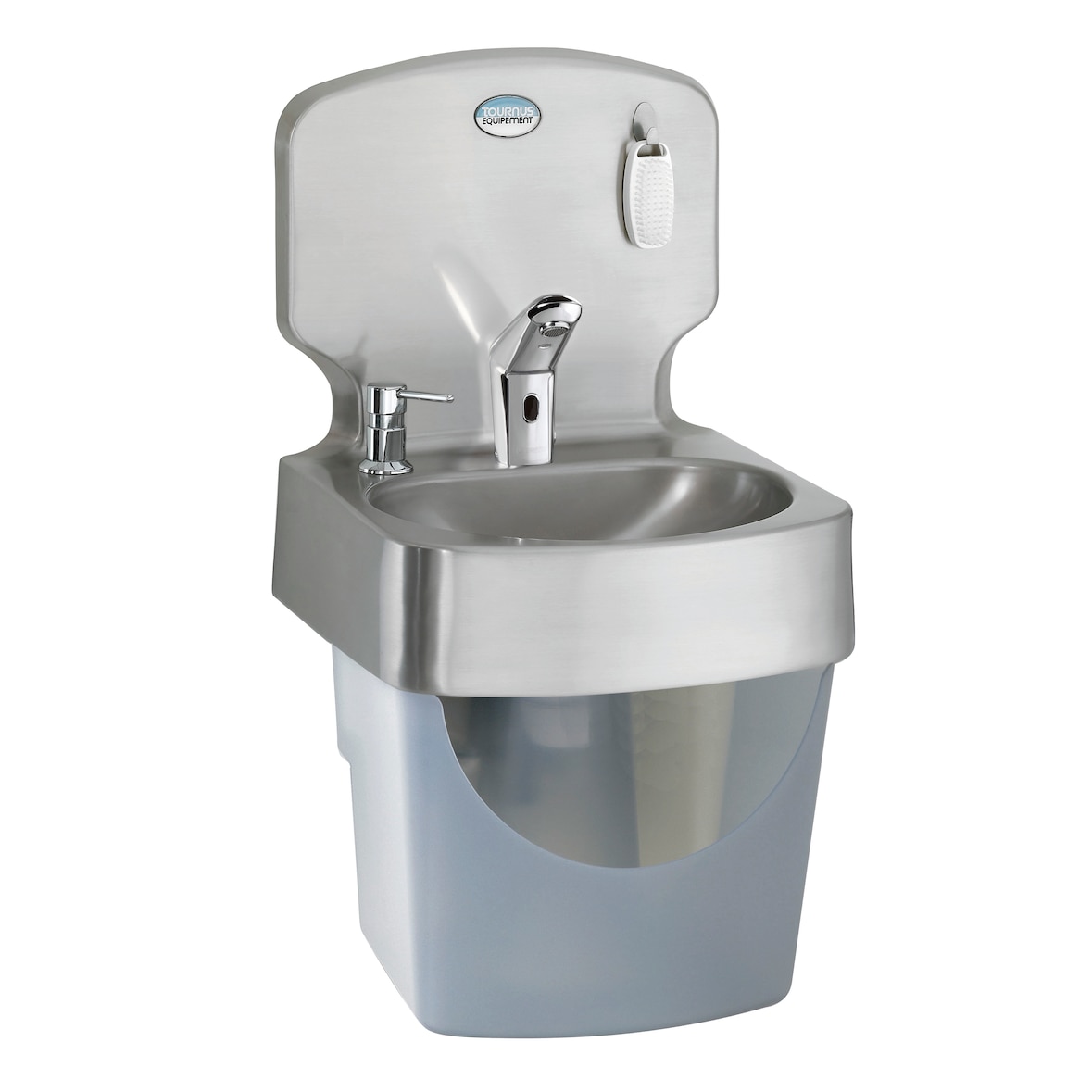 Tournus Handwaschbecken TS2000N mit Sensor (Batteriebetrieb), Seifenpumpe 500ml & Papierkorb: Abm  400x400x755mm, Becken 350x275mm, Tiefe 80mm