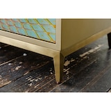 thumbnail of KAWOLA Lowboard LAGO TV-Board 4 Türen Glas grün Fuß Edelstahl goldfarben