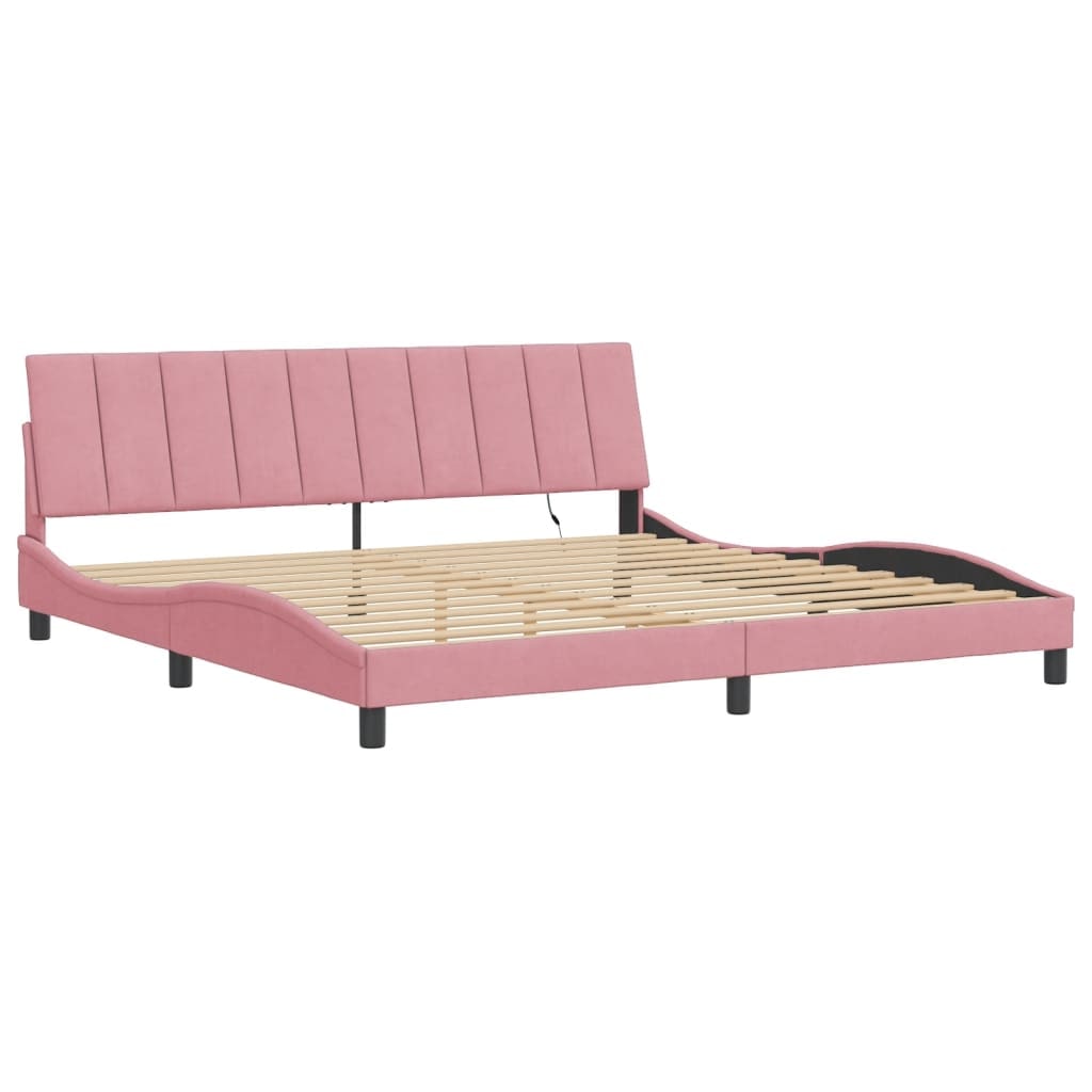 vidaXL Bettgestell mit LED-Leuchten Rosa 200x200 cm Samt