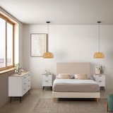 thumbnail of Base tapizada Niebla 140x200 cm tela borreguito Beige
