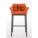 thumbnail of Banco de bar Damaso em couro sintético com estrutura de quatro pernas laranja/preto