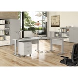 thumbnail of Mesa oficina Presto 140 gris pata metal T invertida