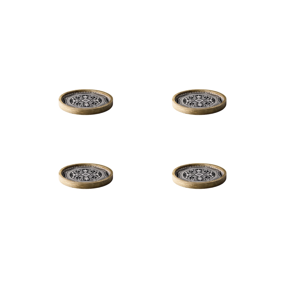 Stylepoint - 4x Bord plat met opstaande rand (zwart) - WCC3025MZ - 25x2,5cm - Marrakesch