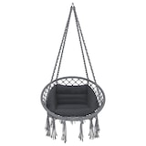 thumbnail of Poltrona Sospesa Pensile Da Giardino Corda In Cotone Struttura In Acciaio Cuscino Sedia Dondolo Amaca Esterno Terrazzo Design Fino A 160 Kg Grigio