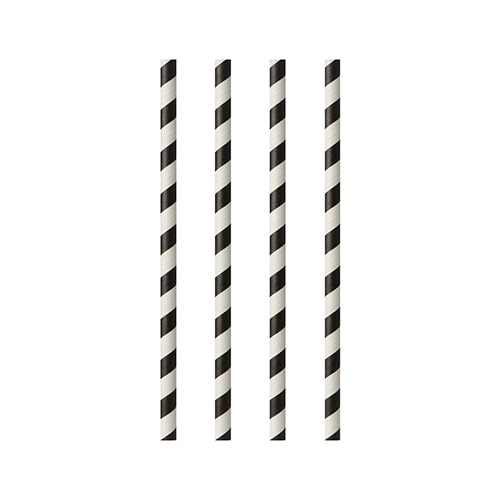 PAPSTAR 1000 Trinkhalme, Papier Ø 6 mm · 24 cm schwarz/weiss "Stripes"