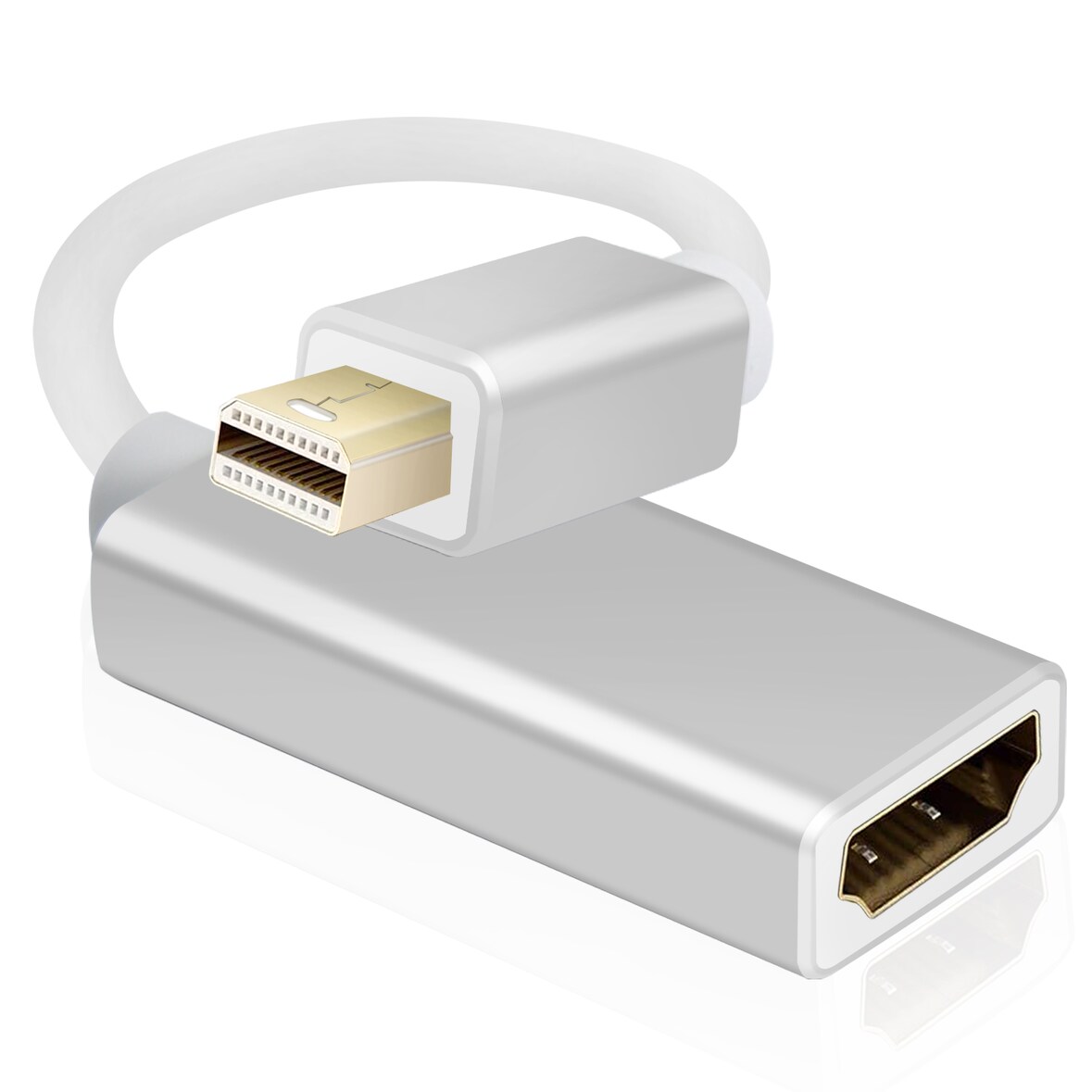 Helos Adapterkabel, mini DisplayPort Stecker/ HDMI Buchse, PREMIUM 4K, silber