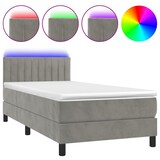 thumbnail of vidaXL Boxspringbett mit Matratze & LED Hellgrau 90x190 cm Samt
