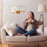 thumbnail of Relaxdays Bilderrahmen mit Wäscheleine, 10 Klammern, für Fotos, Post-& Konzertkarten, Fotoboard zum Aufhängen, weiß/grau