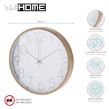 thumbnail of WellHome - Relógio de parede moderno com borda com efeito de madeira - mostrador branco e ponteiros finos Ø30,5 cm