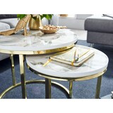 thumbnail of Moderne Marmor-Beistelltische, 2er Set, Goldene Gestelle, 50/35 cm. Weiß, 50x50x45 cm | Kadima Design