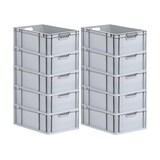 thumbnail of PROREGAL SuperSparSet 10x Eurobox NextGen Economy mit Scharnierdeckel & blauen Verschlüssen, Griffe offen, HxBxT 22x40x60cm, 44L, Eurobehälter, Box