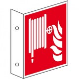 thumbnail of Schild I Brandschutz-Fahnenschild Löschschlauch, doppelseitig, Kunststoff, 200x200mm, ASR A1.3, DIN EN ISO 7010 F002