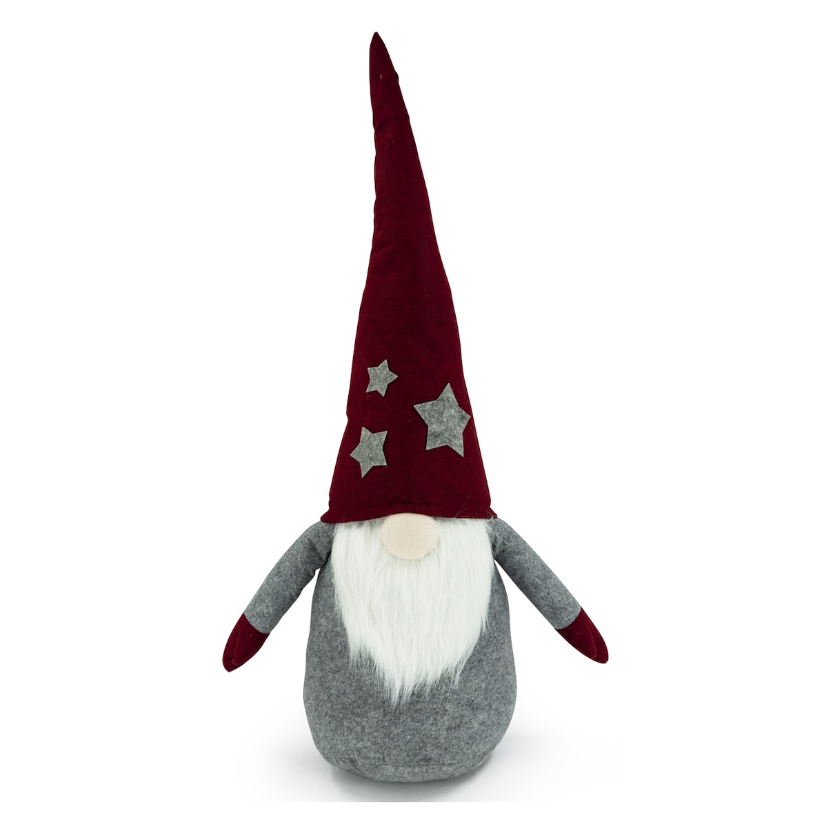 Wichtel ALFRED Bart Dekofigur rote biegbar Mütze graue Sterne Weihnachtsfigur 1m