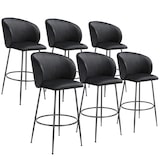 thumbnail of tectake Chaise de bar avec dossier LUANA aspect velours - noir/noir, Lot de 6 - 405865