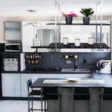 thumbnail of Prateleira BAR SHELF 115 cm CINZA PRETO com 2 prateleiras para copos e garrafas