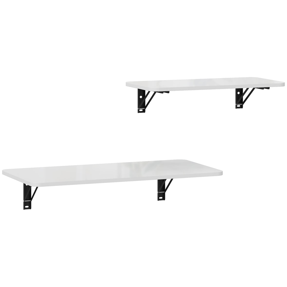 HOMCOM juego de 2 mesas plegables de pared escritorios flotantes para espacios pequeños mesas abatibles para cocina comedor y salón blanco brillo