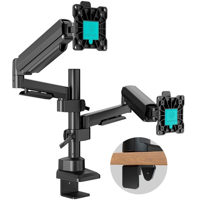 ONKRON Monitor Halterung 2 Monitore für 17 - 42 Zoll Bildschirme bis 15 kg pro Arm, dual Monitor Arm mit Gasdruckfeder,  VESA 75x75-100x100, G140-B