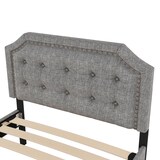 thumbnail of Polsterbett 90x200 mit Stauraum, Einzelbett mit zwei Schubladen, verstellbarer Nachttisch, gepolstertes Bettgestell mit Nieten Grau