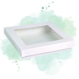thumbnail of NVASE - 25Uds - Caja cuadrada de cartón blanco con tapa ventana PLA KRAY 900ml 155x155mm A50mm - NVS210KRAYPWH1555