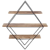 thumbnail of Wandregal HWC-A80, Hängeregal Regal, Industriedesign Echtholz 60x55x12cm ~ braun