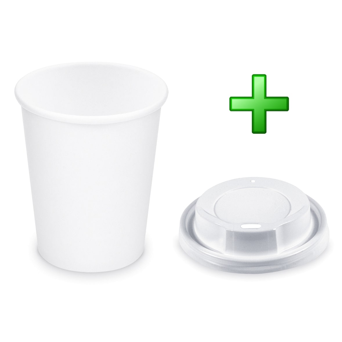 200x Pappbecher Getränkebecher weiß 150 ml 200 ml O 73mm inkl. Trinkdeckel