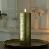 thumbnail of LED Kerze PIA Uyuni Rustik-Optik Echtwachs gold Timer H: 20cm bis 1000Std