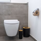 thumbnail of Badezimmer Zubehör Set aus Bambus Kunststoff in Schwarz - 6 teiliges Set Zahnputzbecher Seifenschale Seifenspender Toilettenbürste Halterung Mülleimer
