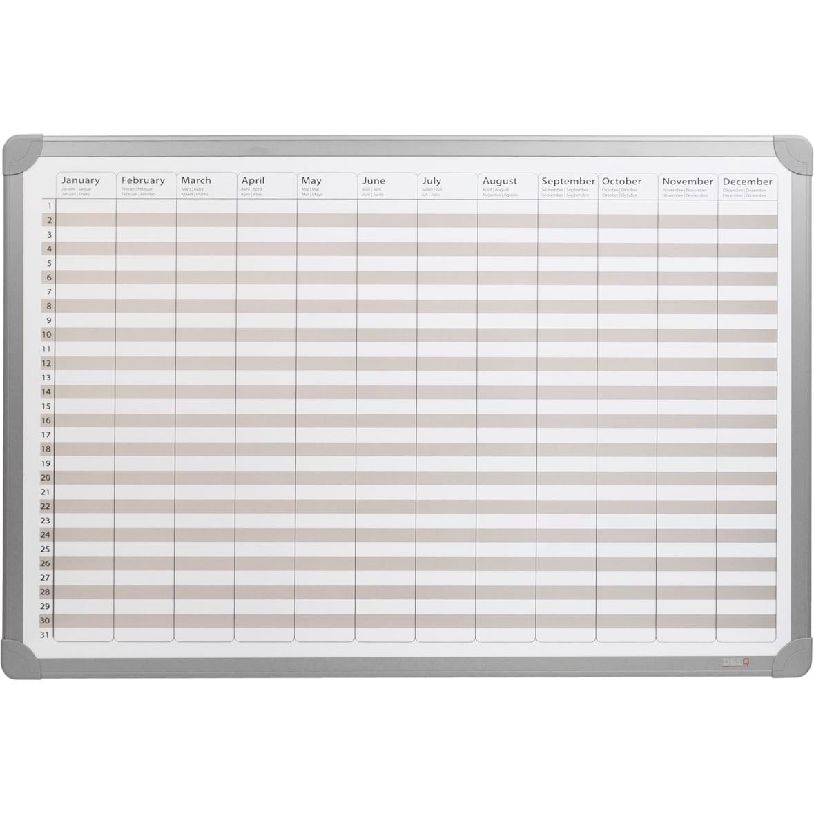 DESQ | Jaarplanner | Magnetisch | Aluminium Frame | 60 x 90  cm