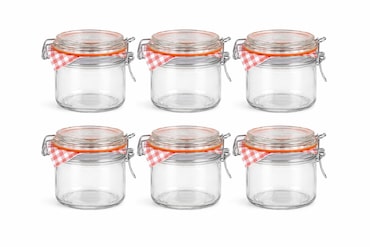 Conjunto de 6 frascos de vidro herméticos 250 ml – frascos pequenos com fecho metálico reutilizáveis