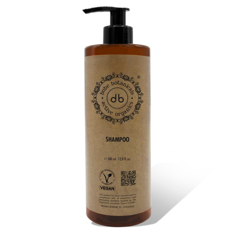 Bube Botanicals Shampoo-Spender 380 ml 24 Stück. Veganes Naturprodukt. Für sanfte Haarwäsche, die das Haar respektiert.