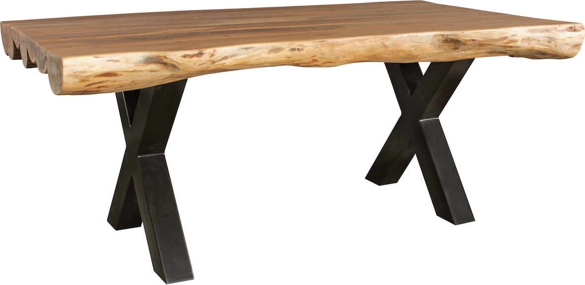 Esszimmertisch 200 x 100 x 77 cm Akazie Landhaus-Stil Voll-Holz, Design Esstisch rechteckig, Tisch für Esszimmer Baumstamm, Küchentisch 8