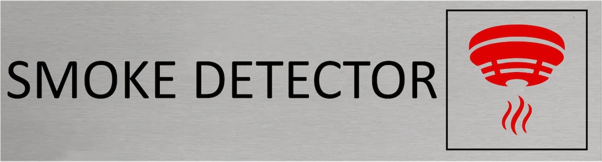 CombiCraft Aluminium Türschild Smoke Detector 165x45mm mit 3M-Tape zur Befestigung, einfache Kennzeichnung von Räumen und Bereichen