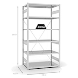 thumbnail of PROREGAL Fachbodenregal Stecksystem | Grundregal | HxBxT 250x130x80cm | 6 Ebenen | Fachlast 240 kg | Einseitig nutzbar | Lichtgrau
