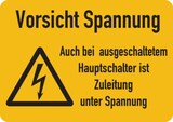 thumbnail of Warnschild, Zuleitung unter Spannung, Folie - ISO 7010 - 105x74 mm Folie selbstklebend