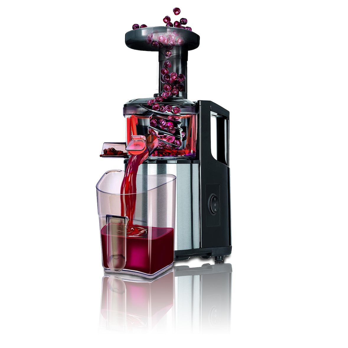 MPM MSO-12M Licuadora Prensado Frío, para Verduras y Frutas, Slow Juicer, Baja Velocidad 60 RPM, Acero Inox, Reverse, Plata, 150W