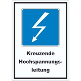 thumbnail of Hochspannungsleitung Kreuzt Symbol und Text Aufkleber A5 (148x210mm)