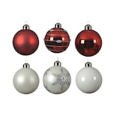 thumbnail of Christbaumkugel Weihnachtskugel Glas D: 8cm glänzend und matt rot weiß 6er Set
