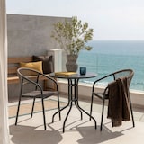 thumbnail of Set pranzo da balcone con tavolino Ø60 e 2 sedie impilabili in acciaio e textilene, ideale per terrazzo, giardino, bar, caffetteria - Max & Gaia