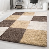 thumbnail of Hochflorteppich Shaggy Kariert Weich Flauschig Waschbar Strapazierfähig Schlafzimmer Esszimmer Mokka 80x150 cm – RHEIN von Kadima Design