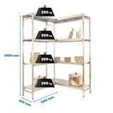 thumbnail of Estante de aço inoxidável corner SIMONINOX 4 prateleiras 2000x1360x500 mm