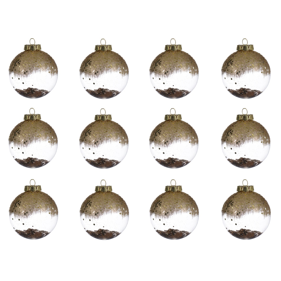 Weihnachtskugeln 8cm Kunststoff Glitzer Christbaumkugeln transparent klar gold